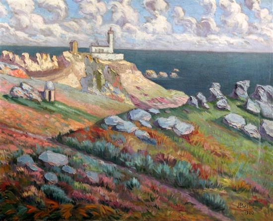 A. Bailly (20th C.) Le Phare du Paon 73 x 92cm. unframed